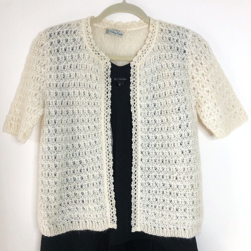 Vintage 50s Sidney Gould Loose Knit Lambswool Cardigan Sweater Lined
